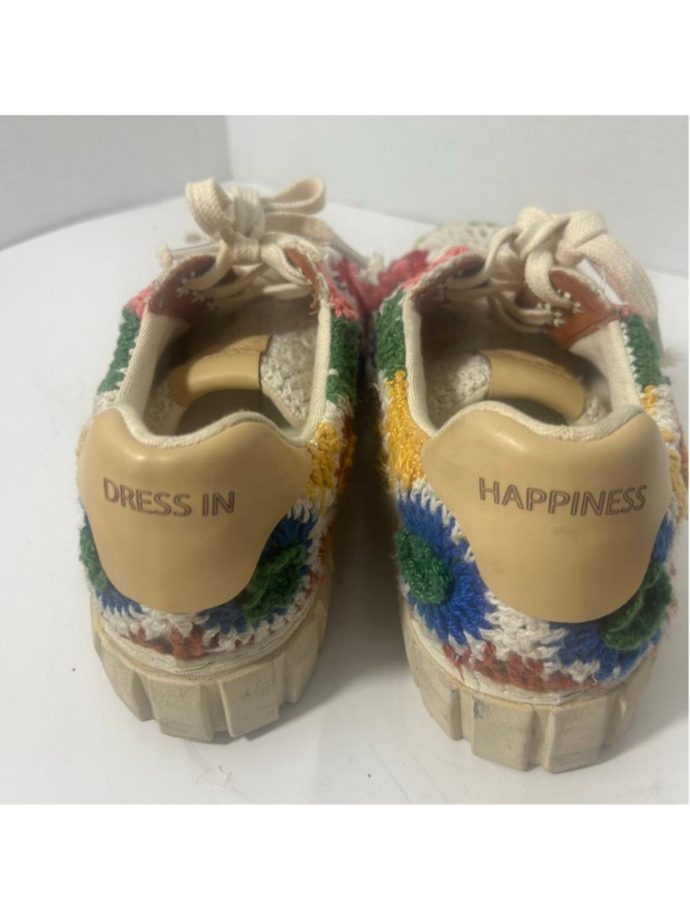 Women's Farm Rio Sunset Crochet Floral Sneakers Boho Size 9 White Multi-color - Picture 5 of 10